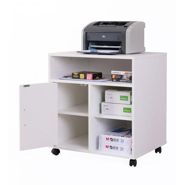 Basicwise Printer Kitchen Office Storage Stand With Casters, White QI003556.W